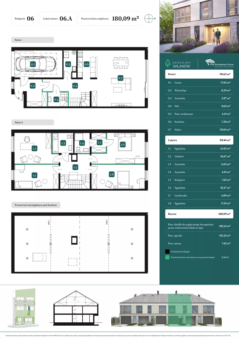 Dom 180,09 m², oferta nr 06.A, Spokojny Wilanów, Warszawa, Wilanów, Zawady, ul. Ruczaj