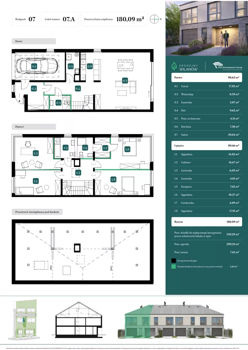 Dom 180,09 m², oferta nr 07.A, Spokojny Wilanów, Warszawa, Wilanów, Zawady, ul. Ruczaj