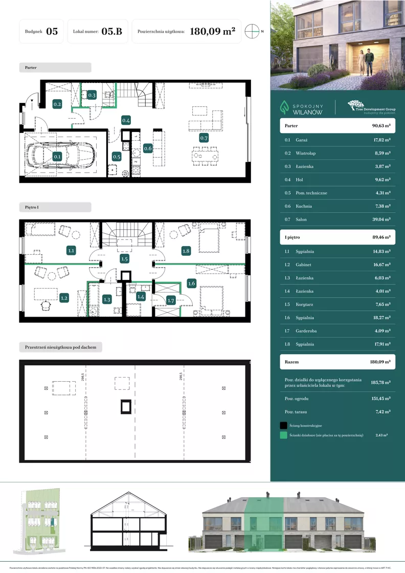 Dom 180,09 m², oferta nr 05.B, Spokojny Wilanów, Warszawa, Wilanów, Zawady, ul. Ruczaj