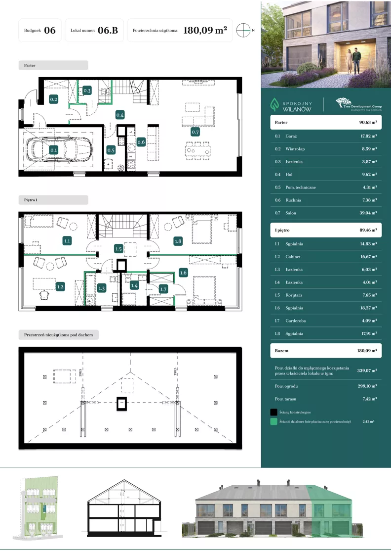 Dom 180,09 m², oferta nr 06.B, Spokojny Wilanów, Warszawa, Wilanów, Zawady, ul. Ruczaj