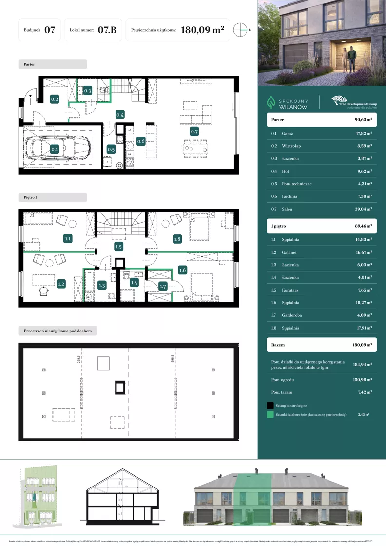 Dom 180,09 m², oferta nr 07.B, Spokojny Wilanów, Warszawa, Wilanów, Zawady, ul. Ruczaj