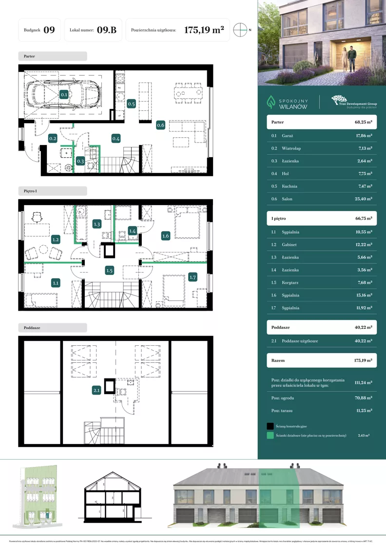 Dom 175,19 m², oferta nr 09.B, Spokojny Wilanów, Warszawa, Wilanów, Zawady, ul. Ruczaj