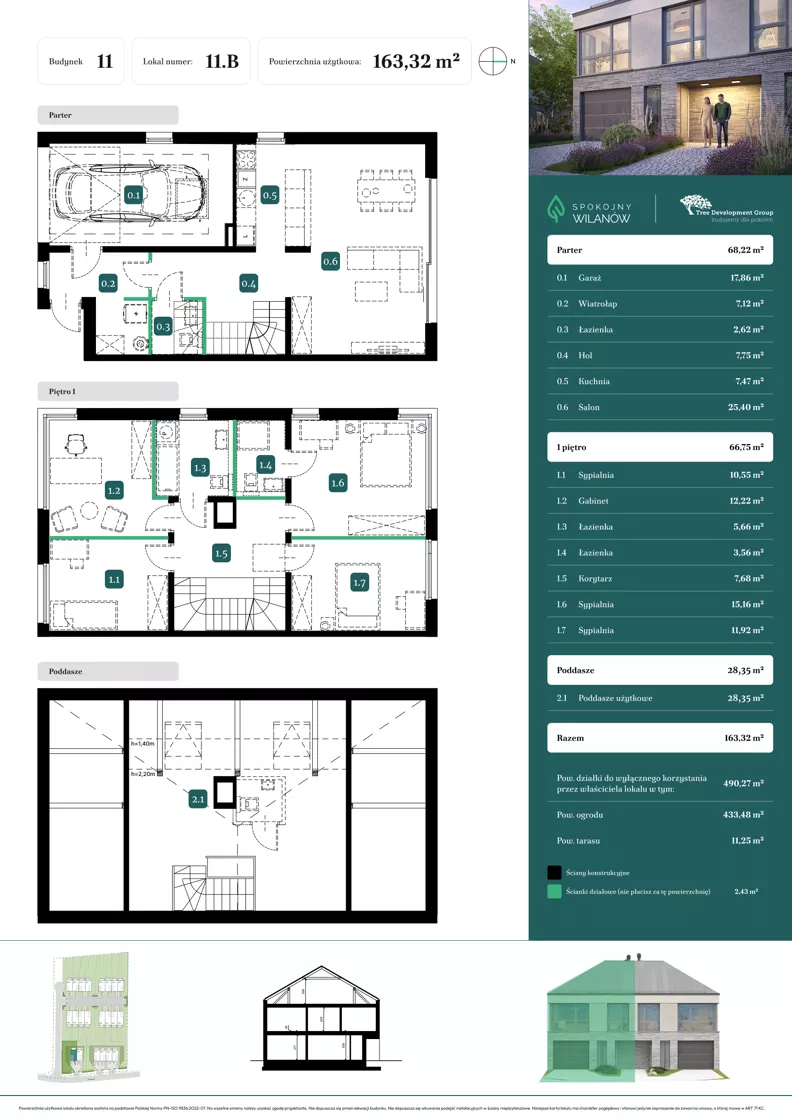 Dom 163,32 m², oferta nr 11.B, Spokojny Wilanów, Warszawa, Wilanów, Zawady, ul. Ruczaj