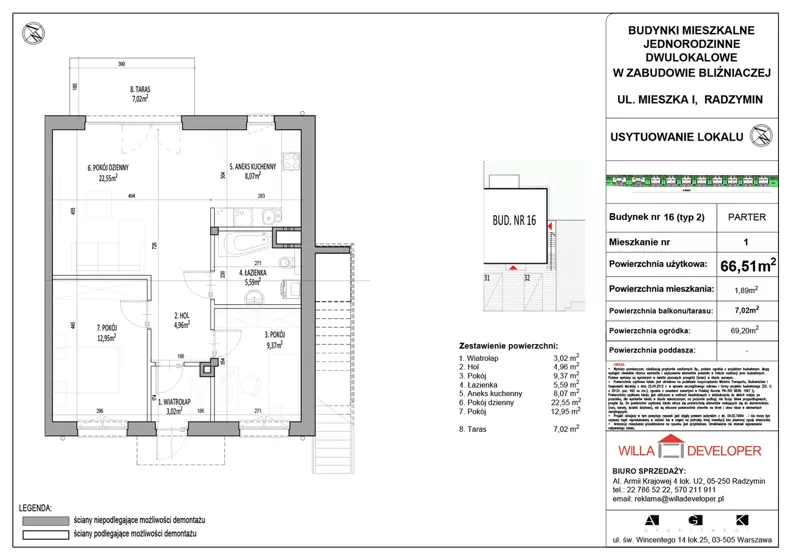 3 pokoje, mieszkanie 66,51 m², parter, oferta nr 37_1, Osiedle Mieszka I, Radzymin, ul. Mieszka I