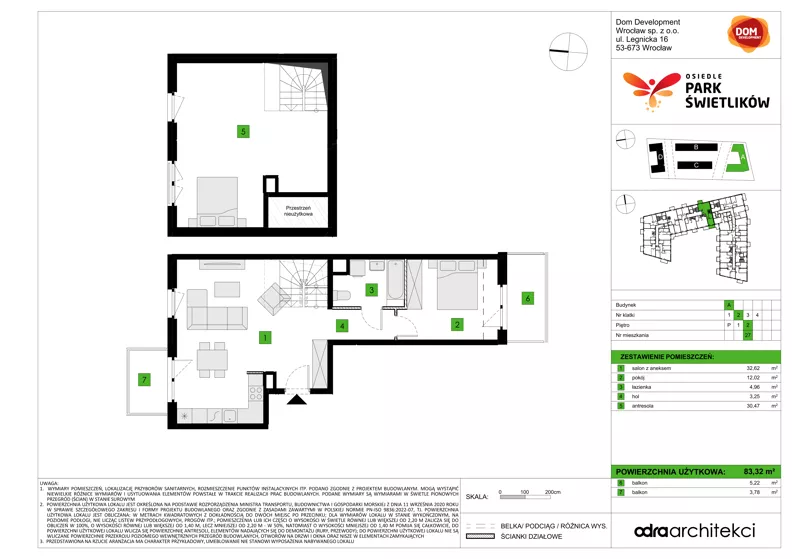 1 pokój, mieszkanie 83,32 m², piętro 2, oferta nr A/27, Osiedle Park Świetlików, Wrocław, Maślice, Aleja Śliwowa 21