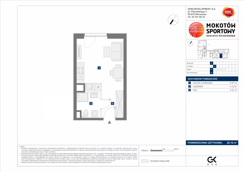 1 pokój, mieszkanie 26,16 m², parter, oferta nr D/31, Mokotów Sportowy 1.3, Warszawa, Mokotów, Augustówka, ul. Antoniewska