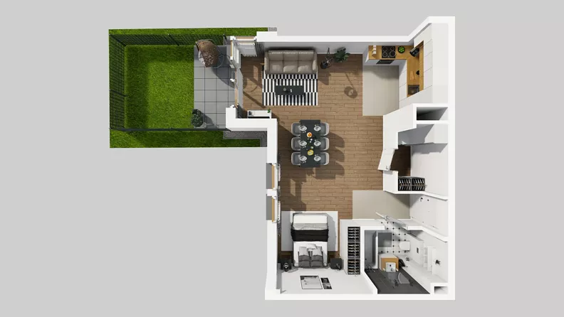 1 pokój, mieszkanie 55,19 m², parter, oferta nr D/2, Osiedle Wilno 8.1.2, Warszawa, Targówek, Elsnerów, ul. Bukowiecka
