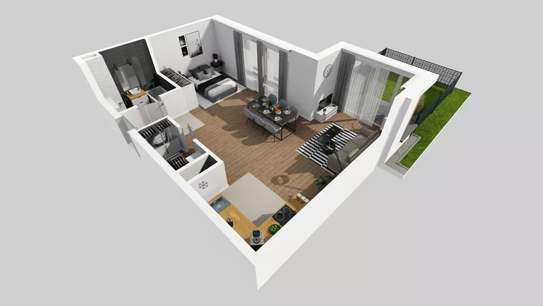 1 pokój, mieszkanie 55,19 m², parter, oferta nr D/2, Osiedle Wilno 8.1.2, Warszawa, Targówek, Elsnerów, ul. Bukowiecka