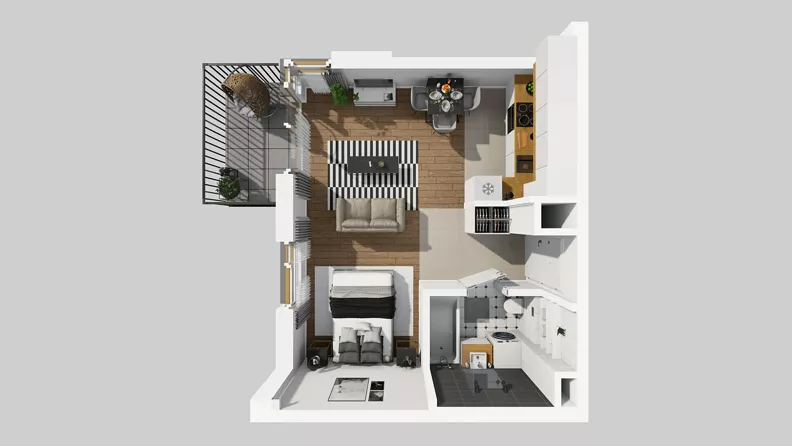 1 pokój, mieszkanie 34,90 m², piętro 1, oferta nr D/11, Osiedle Wilno 8.1.2, Warszawa, Targówek, Elsnerów, ul. Bukowiecka
