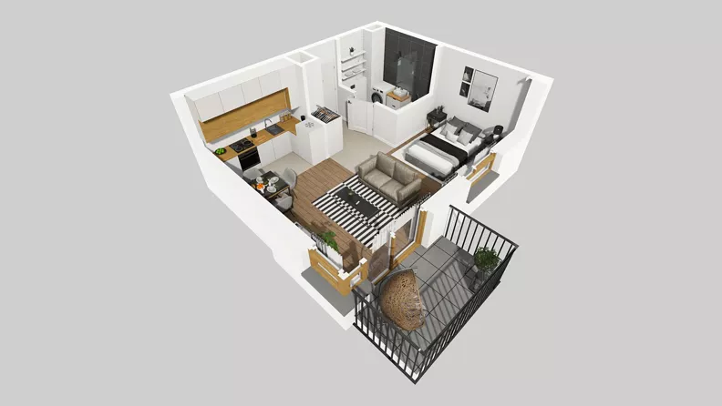 1 pokój, mieszkanie 34,90 m², piętro 1, oferta nr D/11, Osiedle Wilno 8.1.2, Warszawa, Targówek, Elsnerów, ul. Bukowiecka