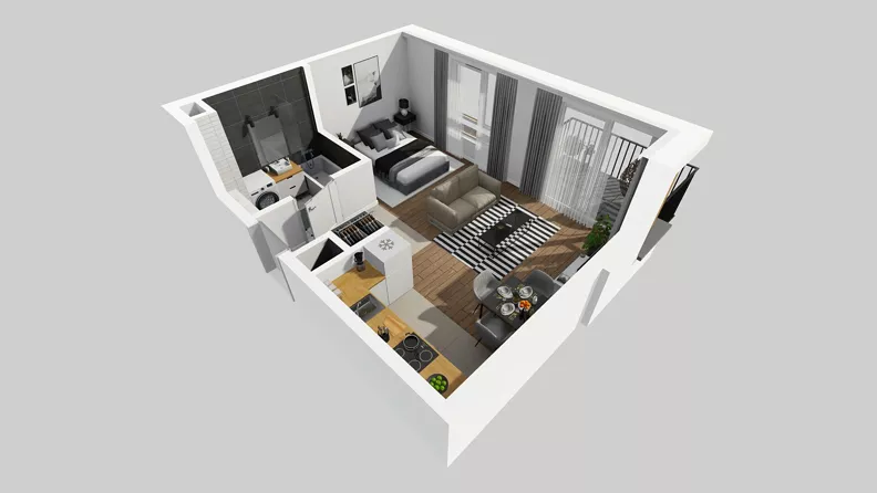 1 pokój, mieszkanie 34,90 m², piętro 1, oferta nr D/11, Osiedle Wilno 8.1.2, Warszawa, Targówek, Elsnerów, ul. Bukowiecka