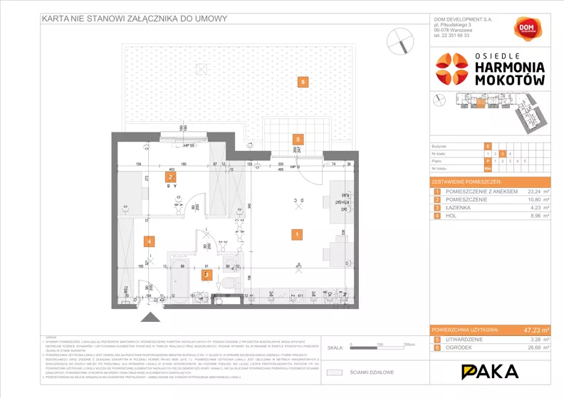 1 pokój, apartament inwestycyjny 47,23 m², parter, oferta nr E/69, Harmonia Mokotów, Warszawa, Mokotów, Siekierki, al. Polski Walczącej / Józefa Becka