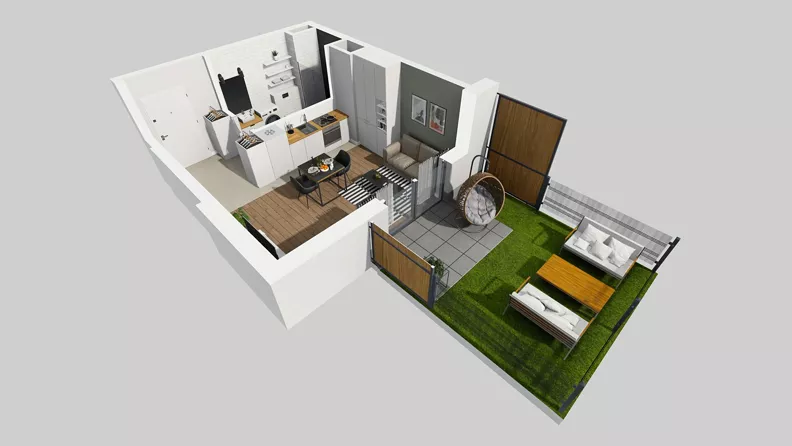 1 pokój, mieszkanie 26,57 m², parter, oferta nr B/2, Metro Zachód 8 bud. B i D, Warszawa, Bemowo, Chrzanów, ul. Szeligowska