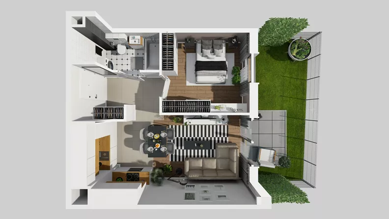 2 pokoje, mieszkanie 39,28 m², parter, oferta nr A/5, Osiedle Park Świetlików, Wrocław, Maślice, Aleja Śliwowa 21