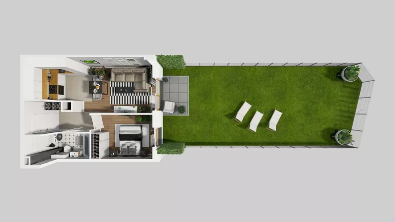 2 pokoje, mieszkanie 36,13 m², parter, oferta nr A/21, Osiedle Park Świetlików, Wrocław, Maślice, Aleja Śliwowa 21