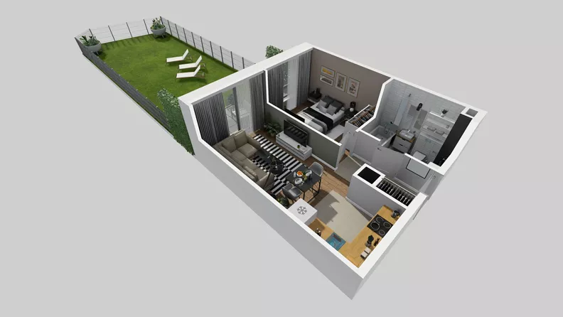 2 pokoje, mieszkanie 36,13 m², parter, oferta nr A/21, Osiedle Park Świetlików, Wrocław, Maślice, Aleja Śliwowa 21