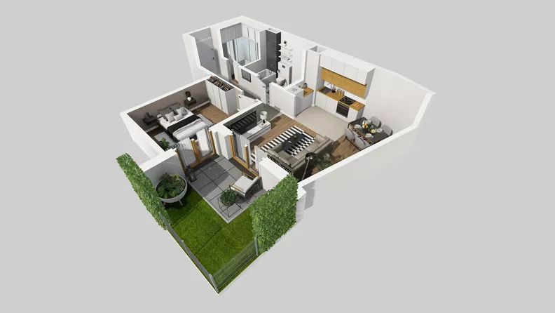 2 pokoje, mieszkanie 50,14 m², parter, oferta nr A/35, Osiedle Park Świetlików, Wrocław, Maślice, Aleja Śliwowa 21