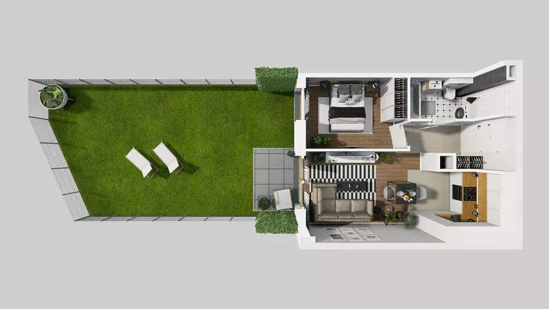 2 pokoje, mieszkanie 36,57 m², parter, oferta nr A/48, Osiedle Park Świetlików, Wrocław, Maślice, Aleja Śliwowa 21