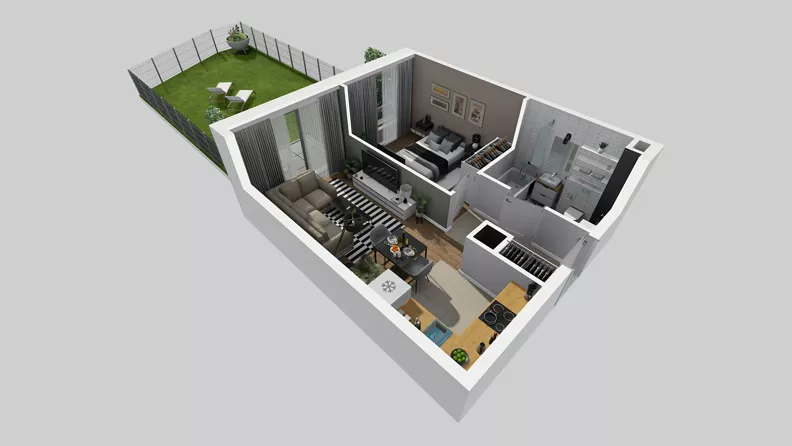 2 pokoje, mieszkanie 36,57 m², parter, oferta nr A/48, Osiedle Park Świetlików, Wrocław, Maślice, Aleja Śliwowa 21
