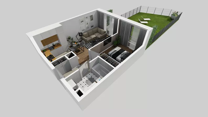 2 pokoje, mieszkanie 36,57 m², parter, oferta nr A/48, Osiedle Park Świetlików, Wrocław, Maślice, Aleja Śliwowa 21