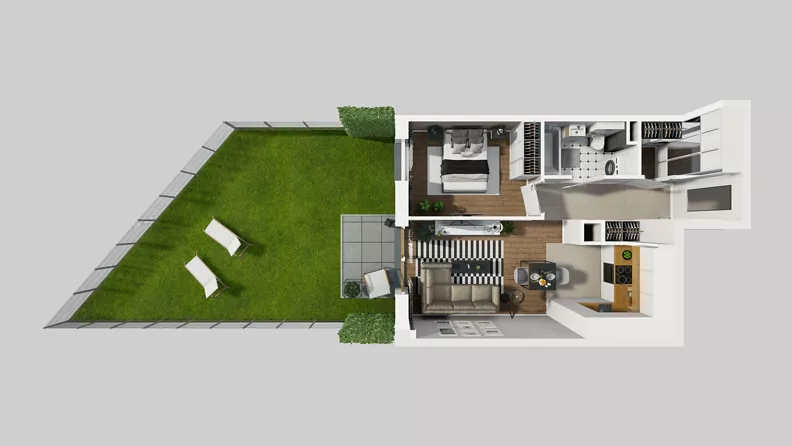 2 pokoje, mieszkanie 41,42 m², parter, oferta nr A/49, Osiedle Park Świetlików, Wrocław, Maślice, Aleja Śliwowa 21