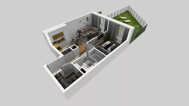 2 pokoje, mieszkanie 41,42 m², parter, oferta nr A/49, Osiedle Park Świetlików, Wrocław, Maślice, Aleja Śliwowa 21