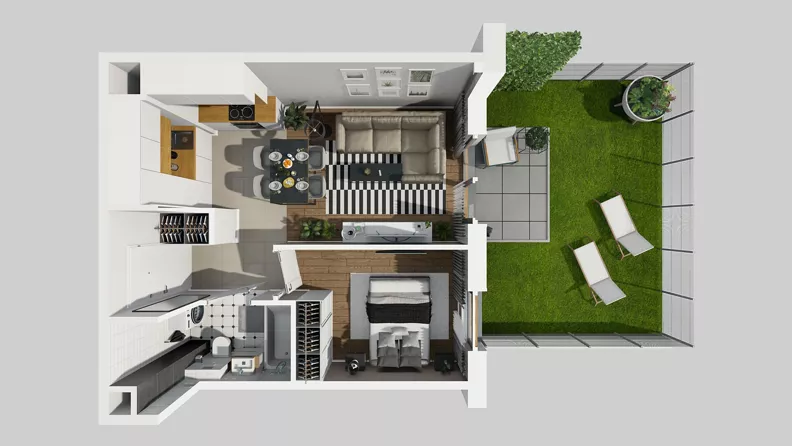 2 pokoje, mieszkanie 34,36 m², parter, oferta nr A/50, Osiedle Park Świetlików, Wrocław, Maślice, Aleja Śliwowa 21