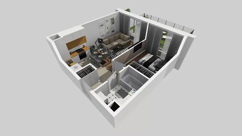 2 pokoje, mieszkanie 34,36 m², parter, oferta nr A/50, Osiedle Park Świetlików, Wrocław, Maślice, Aleja Śliwowa 21