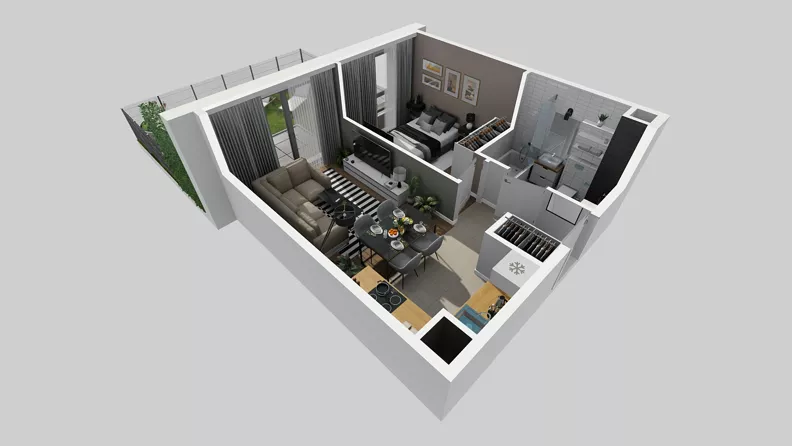 2 pokoje, mieszkanie 34,36 m², parter, oferta nr A/50, Osiedle Park Świetlików, Wrocław, Maślice, Aleja Śliwowa 21