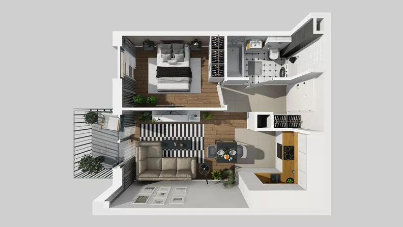 2 pokoje, mieszkanie 36,57 m², piętro 1, oferta nr A/53, Osiedle Park Świetlików, Wrocław, Maślice, Aleja Śliwowa 21
