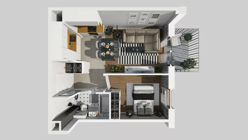 2 pokoje, mieszkanie 34,36 m², piętro 1, oferta nr A/55, Osiedle Park Świetlików, Wrocław, Maślice, Aleja Śliwowa 21