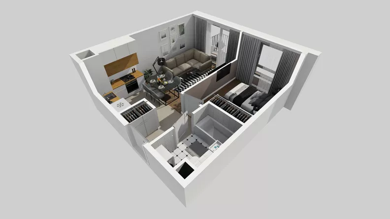 2 pokoje, mieszkanie 34,36 m², piętro 1, oferta nr A/55, Osiedle Park Świetlików, Wrocław, Maślice, Aleja Śliwowa 21