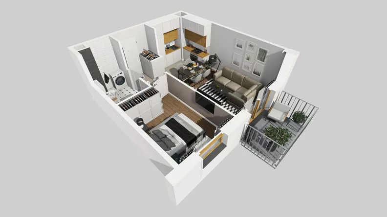 2 pokoje, mieszkanie 34,36 m², piętro 1, oferta nr A/55, Osiedle Park Świetlików, Wrocław, Maślice, Aleja Śliwowa 21