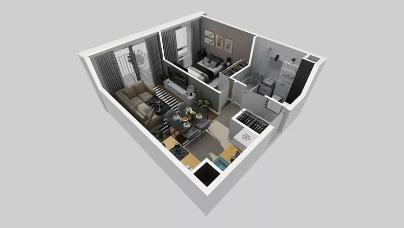 2 pokoje, mieszkanie 34,36 m², piętro 2, oferta nr A/60, Osiedle Park Świetlików, Wrocław, Maślice, Aleja Śliwowa 21