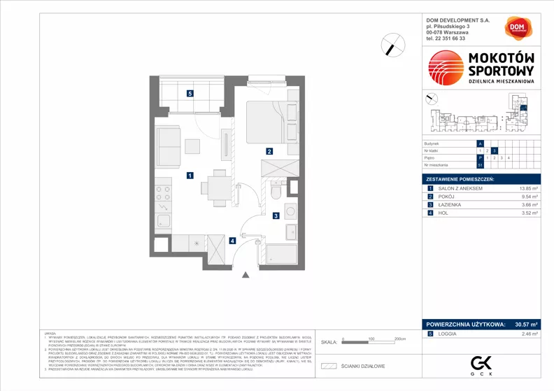 2 pokoje, mieszkanie 30,57 m², parter, oferta nr A/51, Mokotów Sportowy 1.3, Warszawa, Mokotów, Augustówka, ul. Antoniewska