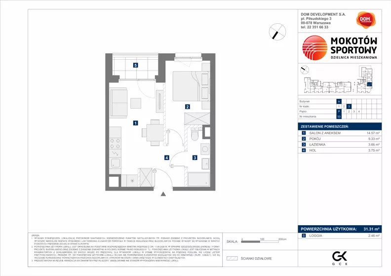 2 pokoje, mieszkanie 31,31 m², parter, oferta nr A/53, Mokotów Sportowy 1.3, Warszawa, Mokotów, Augustówka, ul. Antoniewska