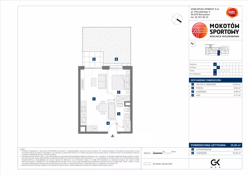 2 pokoje, mieszkanie 35,28 m², parter, oferta nr B/26, Mokotów Sportowy 1.3, Warszawa, Mokotów, Augustówka, ul. Antoniewska