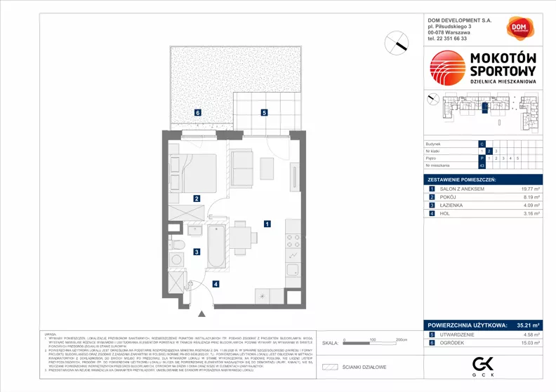 2 pokoje, mieszkanie 35,21 m², parter, oferta nr C/43, Mokotów Sportowy 1.3, Warszawa, Mokotów, Augustówka, ul. Antoniewska