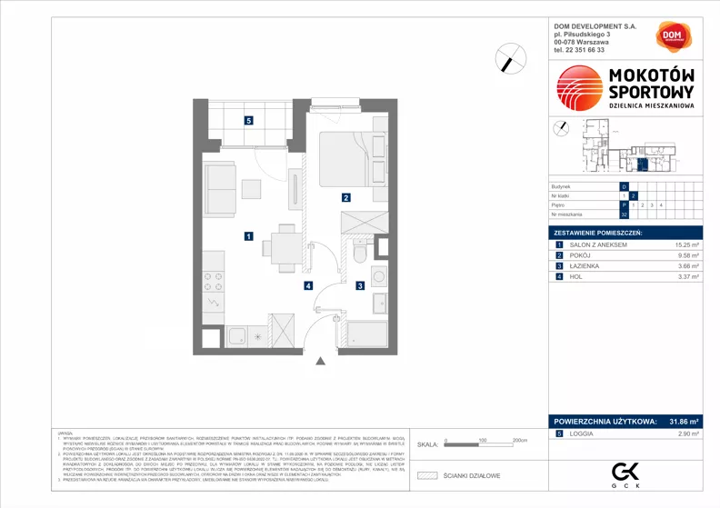 2 pokoje, mieszkanie 31,86 m², parter, oferta nr D/32, Mokotów Sportowy 1.3, Warszawa, Mokotów, Augustówka, ul. Antoniewska