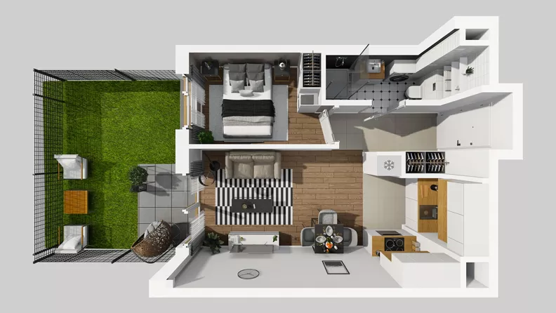 2 pokoje, mieszkanie 35,59 m², parter, oferta nr D/7, Osiedle Wilno 8.1.2, Warszawa, Targówek, Elsnerów, ul. Bukowiecka