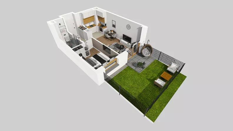 2 pokoje, mieszkanie 35,59 m², parter, oferta nr D/7, Osiedle Wilno 8.1.2, Warszawa, Targówek, Elsnerów, ul. Bukowiecka