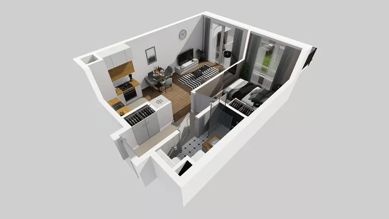 2 pokoje, mieszkanie 35,59 m², parter, oferta nr D/7, Osiedle Wilno 8.1.2, Warszawa, Targówek, Elsnerów, ul. Bukowiecka
