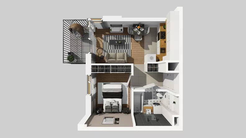 2 pokoje, mieszkanie 34,40 m², piętro 2, oferta nr D/20, Osiedle Wilno 8.1.2, Warszawa, Targówek, Elsnerów, ul. Bukowiecka