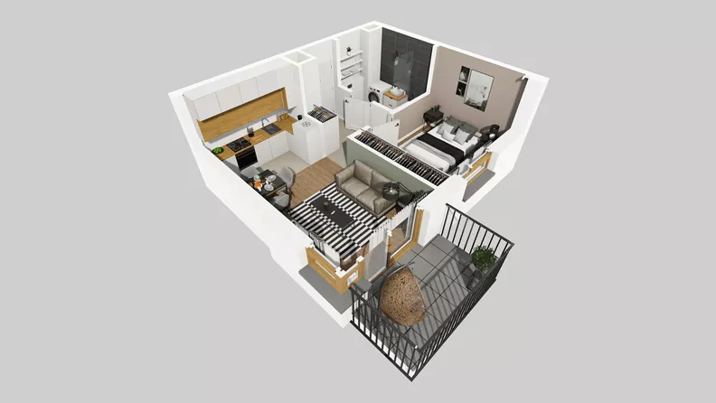 2 pokoje, mieszkanie 34,40 m², piętro 2, oferta nr D/20, Osiedle Wilno 8.1.2, Warszawa, Targówek, Elsnerów, ul. Bukowiecka