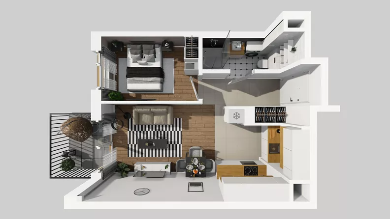 2 pokoje, mieszkanie 35,89 m², piętro 2, oferta nr D/22, Osiedle Wilno 8.1.2, Warszawa, Targówek, Elsnerów, ul. Bukowiecka