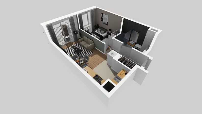 2 pokoje, mieszkanie 35,89 m², piętro 2, oferta nr D/22, Osiedle Wilno 8.1.2, Warszawa, Targówek, Elsnerów, ul. Bukowiecka