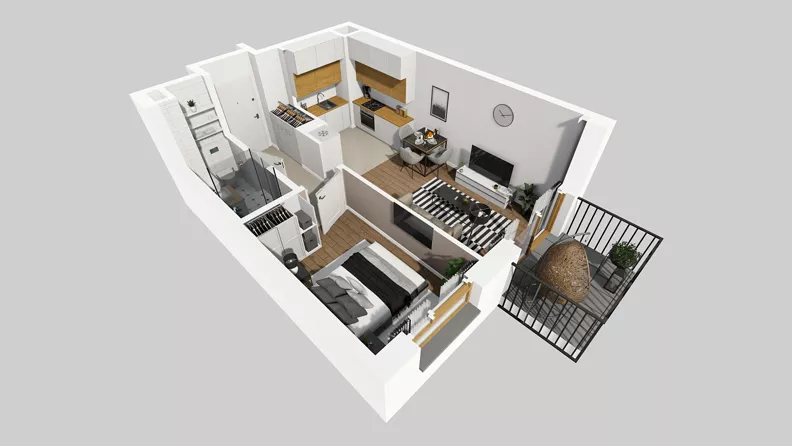 2 pokoje, mieszkanie 35,89 m², piętro 2, oferta nr D/22, Osiedle Wilno 8.1.2, Warszawa, Targówek, Elsnerów, ul. Bukowiecka