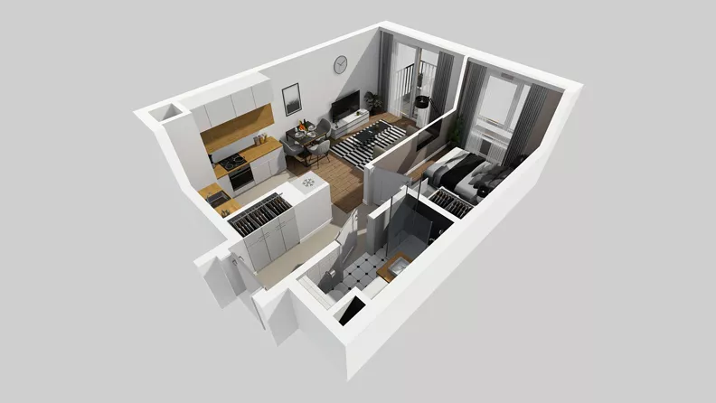 2 pokoje, mieszkanie 35,89 m², piętro 2, oferta nr D/22, Osiedle Wilno 8.1.2, Warszawa, Targówek, Elsnerów, ul. Bukowiecka