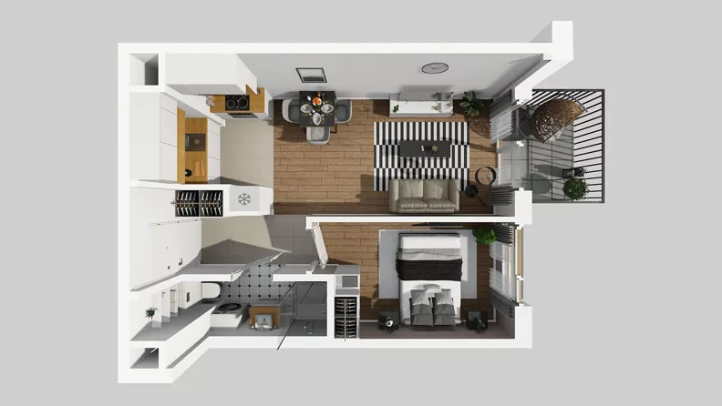 2 pokoje, mieszkanie 37,34 m², piętro 3, oferta nr D/34, Osiedle Wilno 8.1.2, Warszawa, Targówek, Elsnerów, ul. Bukowiecka