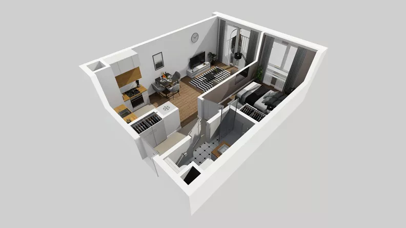 2 pokoje, mieszkanie 37,34 m², piętro 3, oferta nr D/34, Osiedle Wilno 8.1.2, Warszawa, Targówek, Elsnerów, ul. Bukowiecka